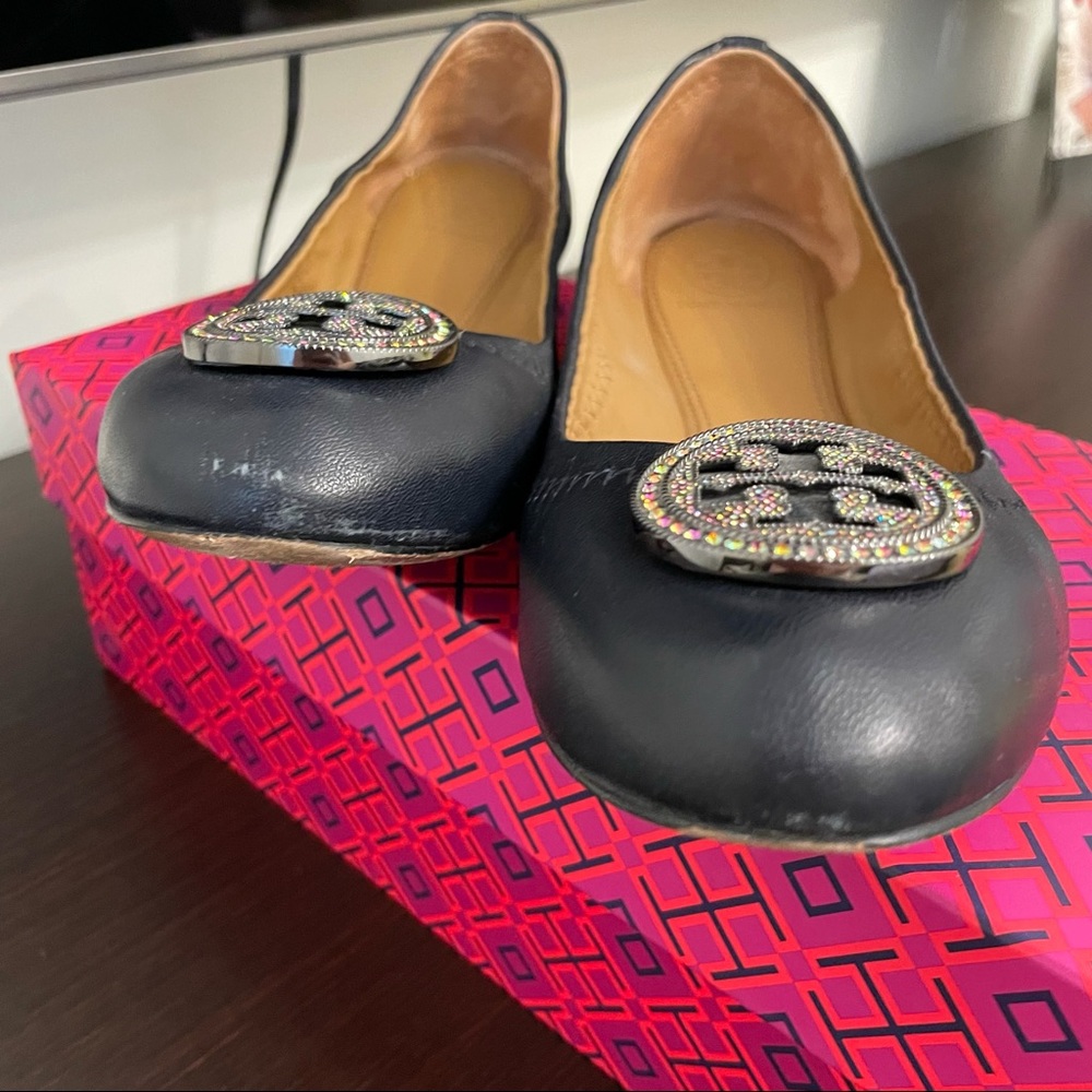 Tory Burch Women’s Liana Navy Blue Ballet Flats Shoes Size 8 - Picture 16 of 16